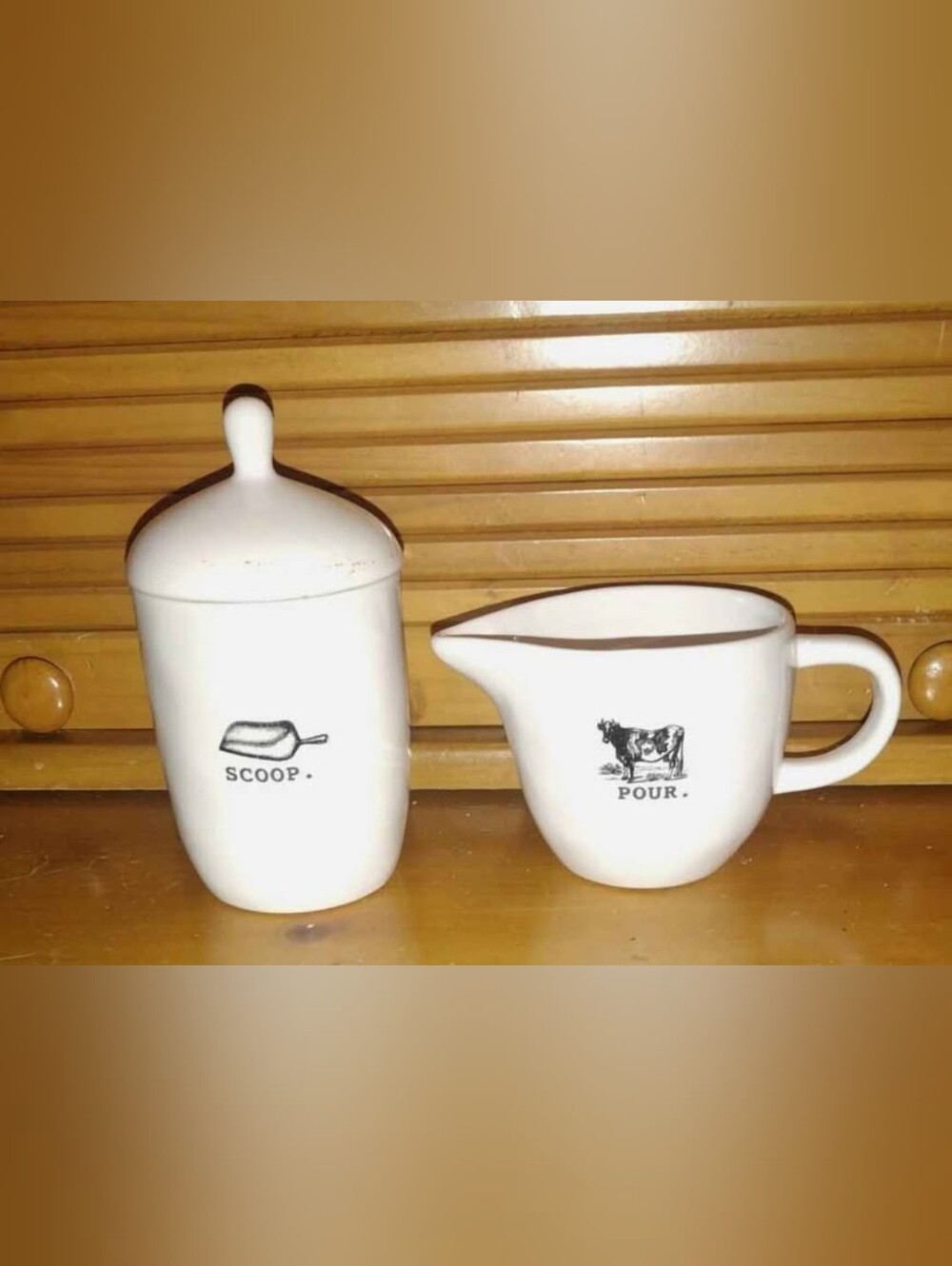 Rae Dunn White Ceramic Sugar and Creamer Set